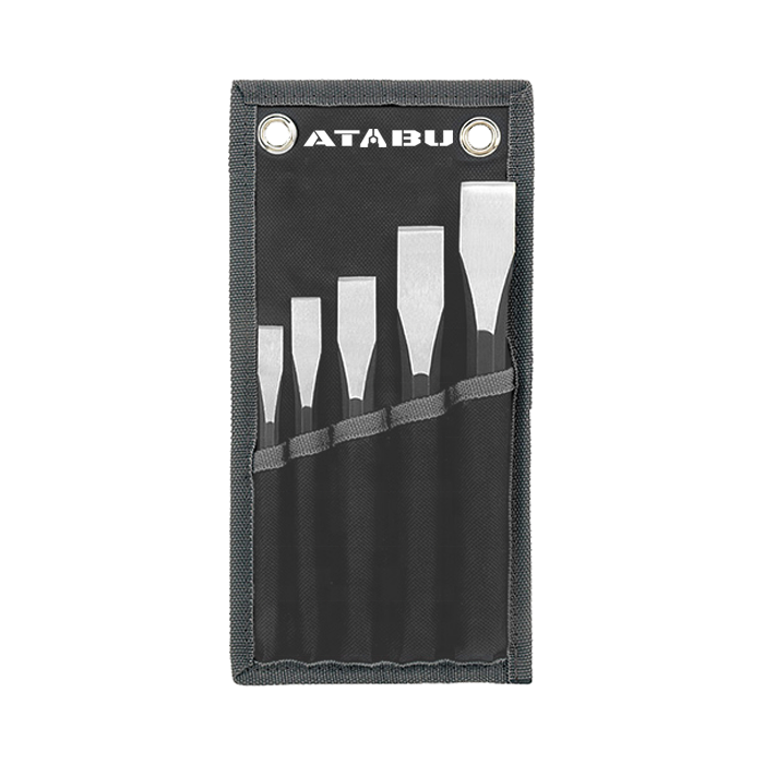 ATABU Hardware Tools Chrome Vanadium Steel 5 Pcs Flat Chisel Set