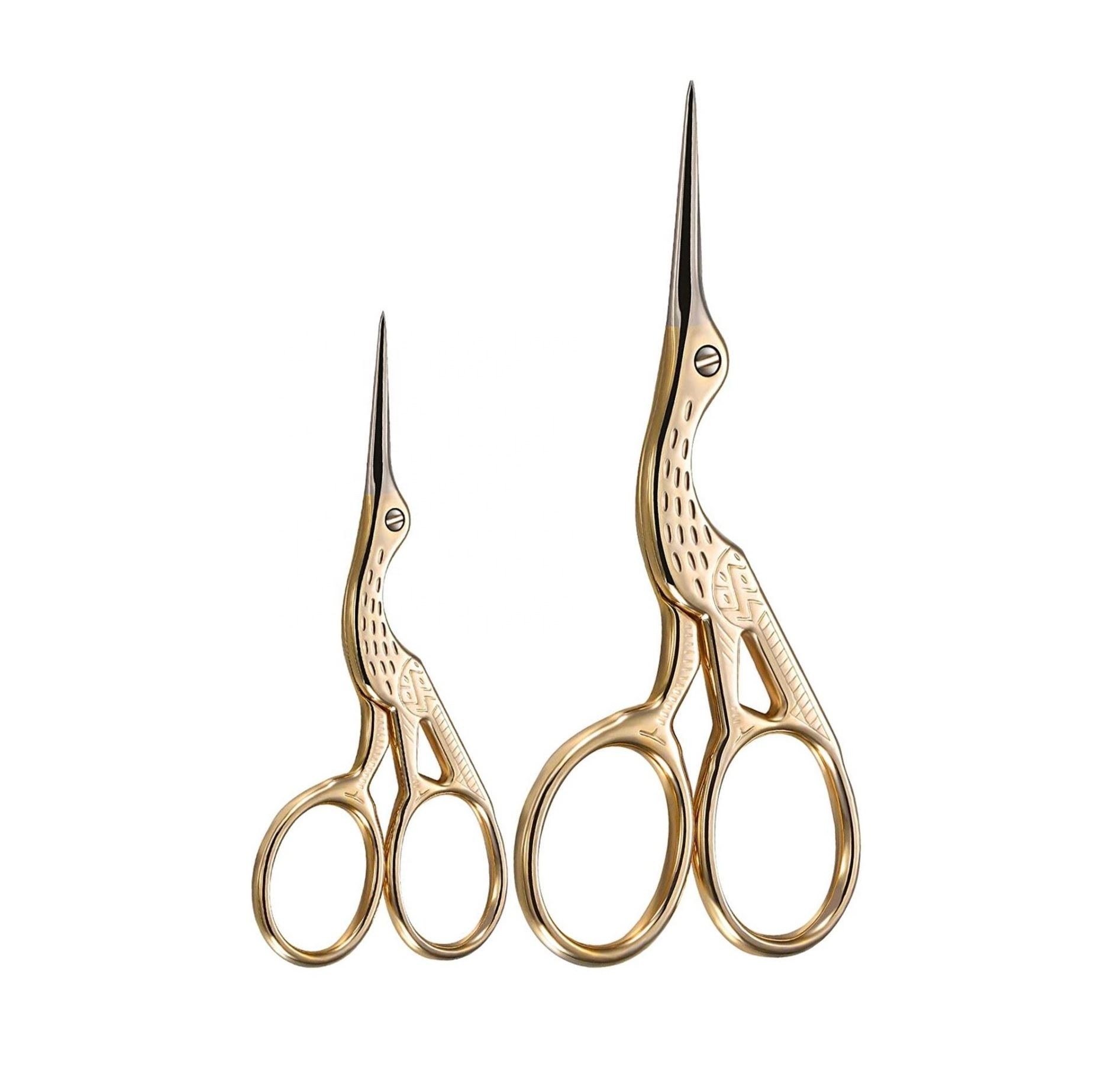 Stork Scissors Hot Selling Fancy Color Embroidery Stainless Steel Household Scissors Gold Plated KKZ-60-010-17 Silver 100 PK