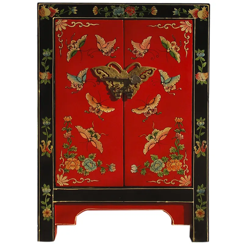 Chinese antique hand painted night table bedside small bedside cabinet