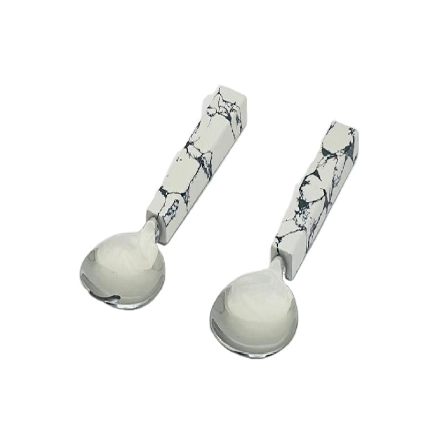 Lavish Modern Design Restaurant Hotel Style Salad Server Resin Stainless Steel Made With Silver Plating 6 Inch Long