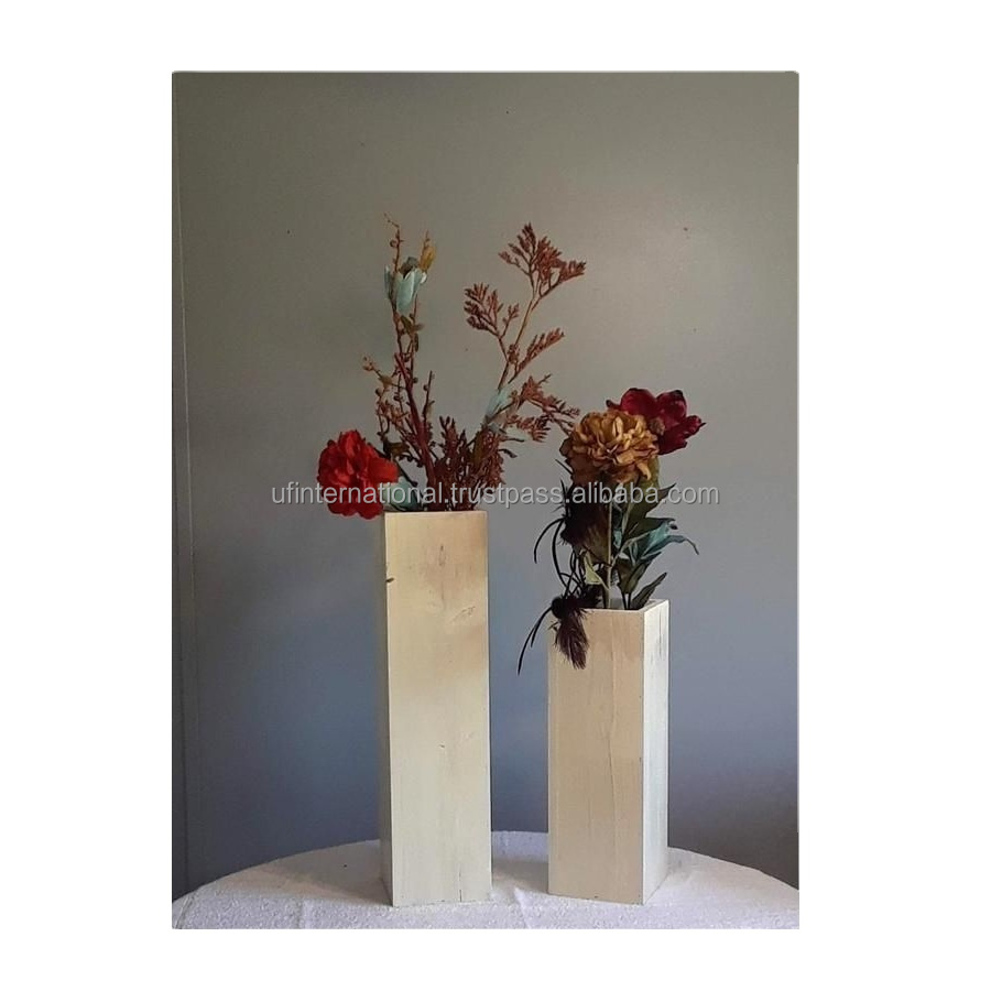 Custom size Wooden Flower Vase Creative Large and Small Wood Vases For Table Home Decor and rustic wood color