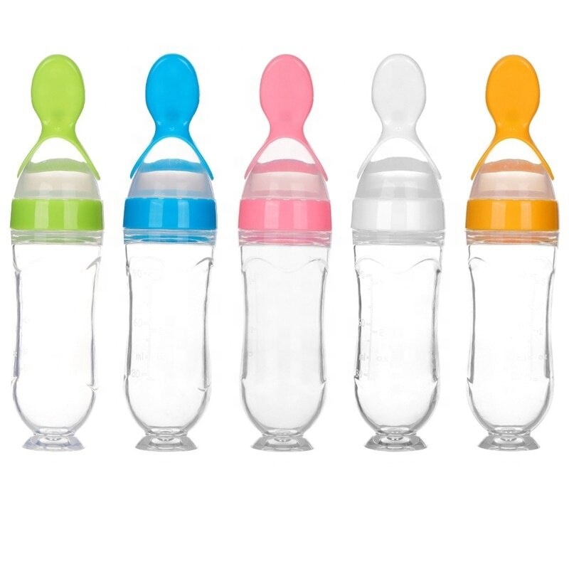High Quality Baby Spoon Feeder Fresh Vegetable Fruit Baby Food Feeder Soft Silicone Baby Feeding Squeeze Spoon