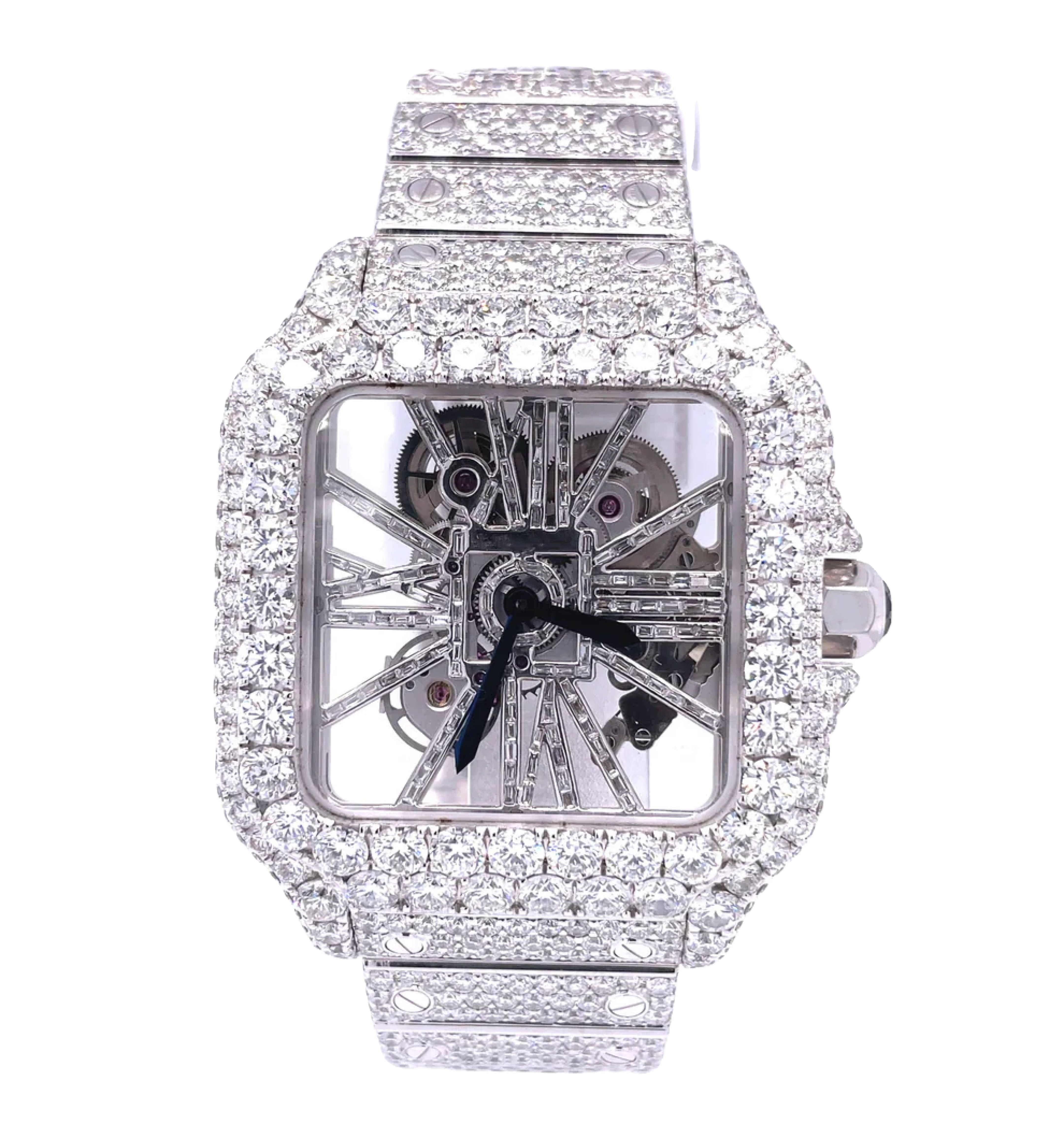 Premium Skeleton Edition Moissanite Studded Fully Iced out Watch Luxury Style Men's Diamond Watch For Sale By Indian Exporters