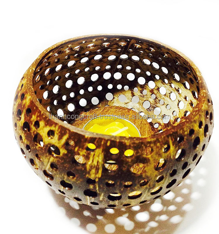 Hot seller Handmade coconut shell tealight candle holder