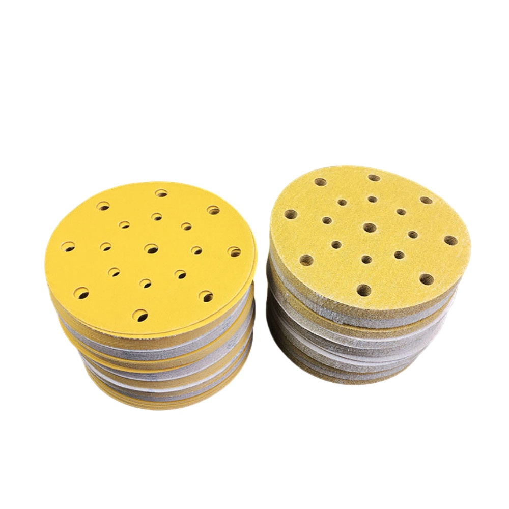 Premium Konaflex-Golden Yellow 6inch(150mm)With 17 Dust Holes Hook&Loop Sanding Disc