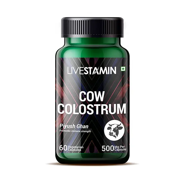 Colostrum Capsules 500mg Bovine Immunoglobulin With Immune Booster & Lactoferrin Supplement Private Label GMP ISO
