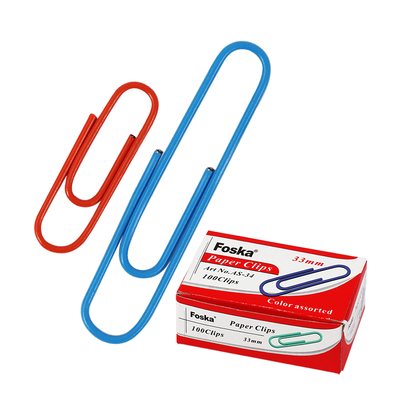 Foska Good Quality 28mm 33mm 50mm Round Paper Clips Colorful Plastic Paper Clips For Office School Students Stationery Pins