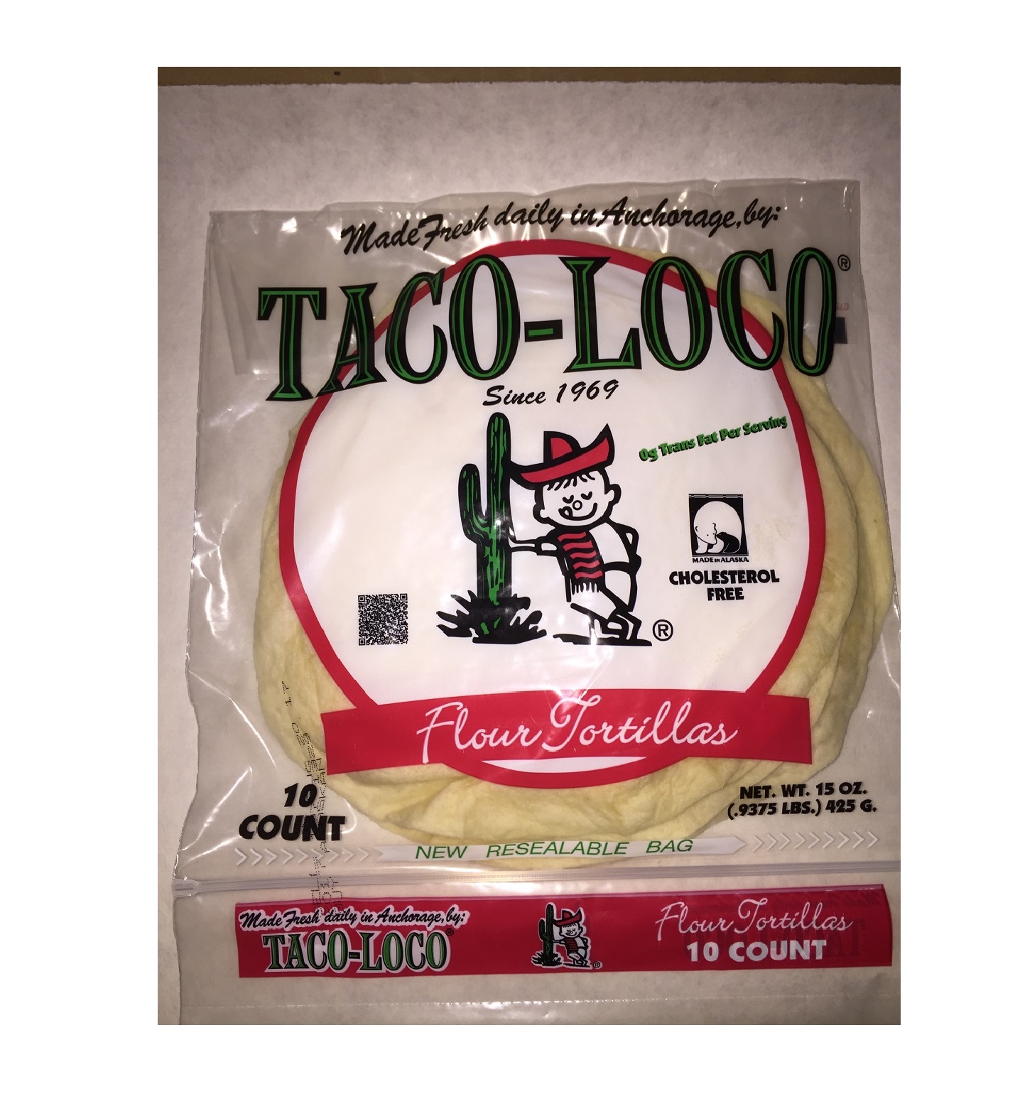 New Taco Loco Medium 8" Flour Tortillas Model Number 7820311122