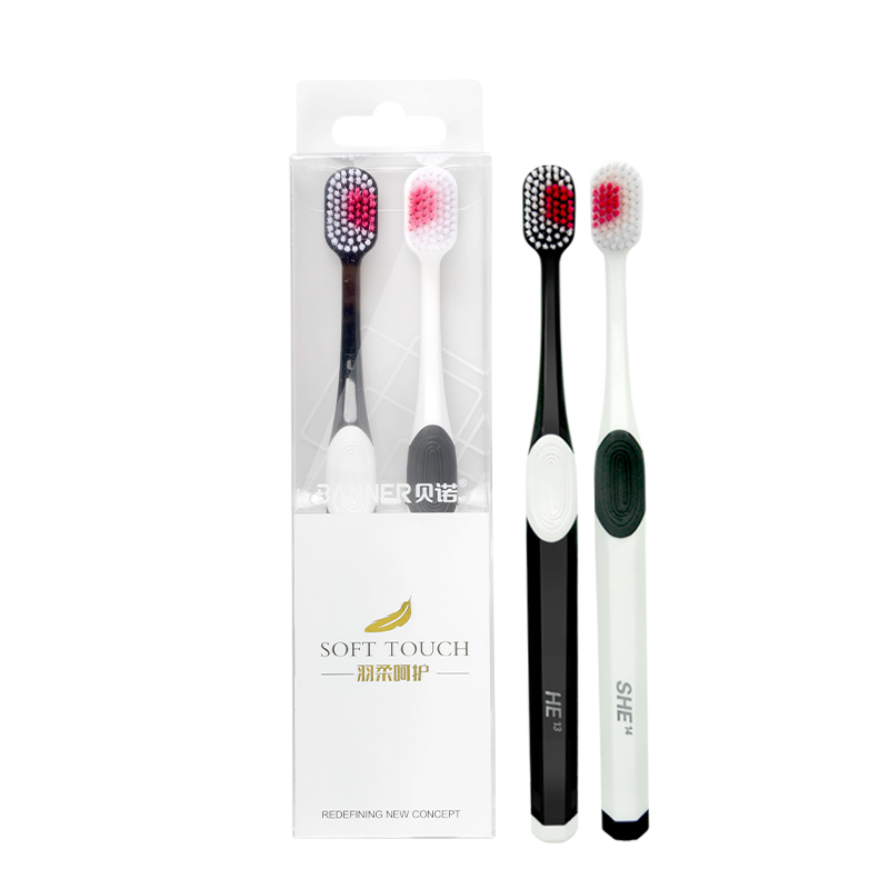 Best Selling Adult Toothbrush with Soft Touch Bristles Private Label 2pcs Set for Home Hotel Use BANNER Manufacturer PP Handle