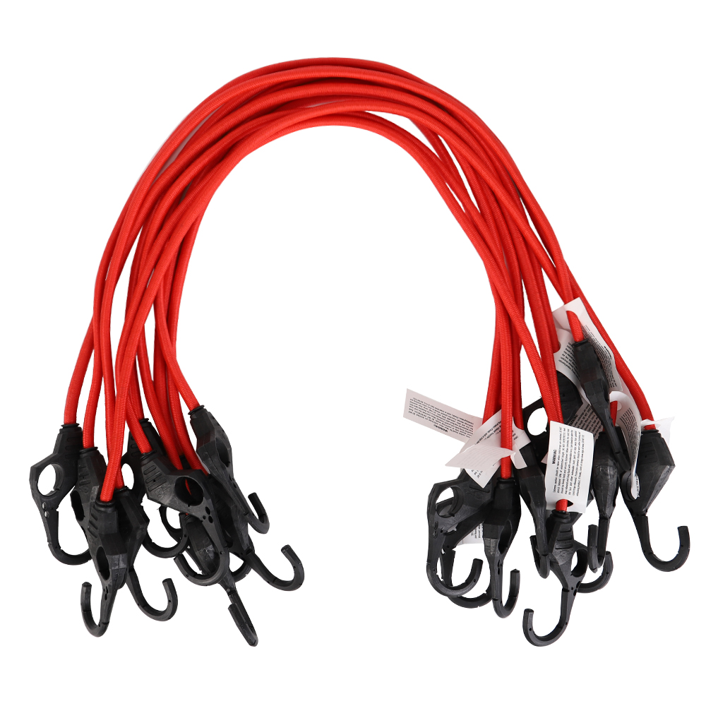 Amazon Hot Sale 10PK 32-Inch XSTRAP Heavy Duty Bungee Cords bungee cord with plastic hooks (Red)