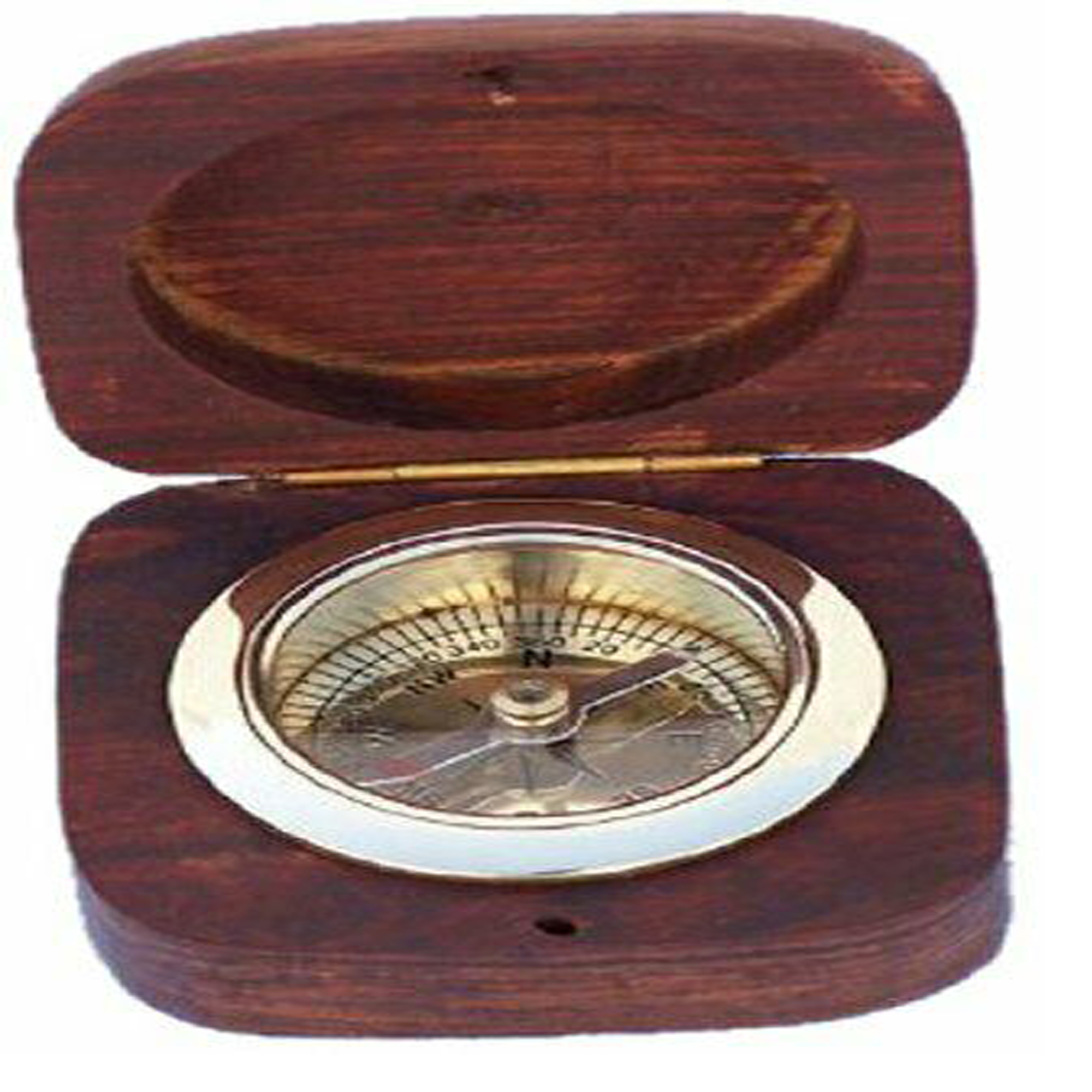 Nautical Boxed Desk Brass Compass with Rosewood Box, 3" Brass Compass With Fix Wooden Box Collectible Usable Item For Hiking