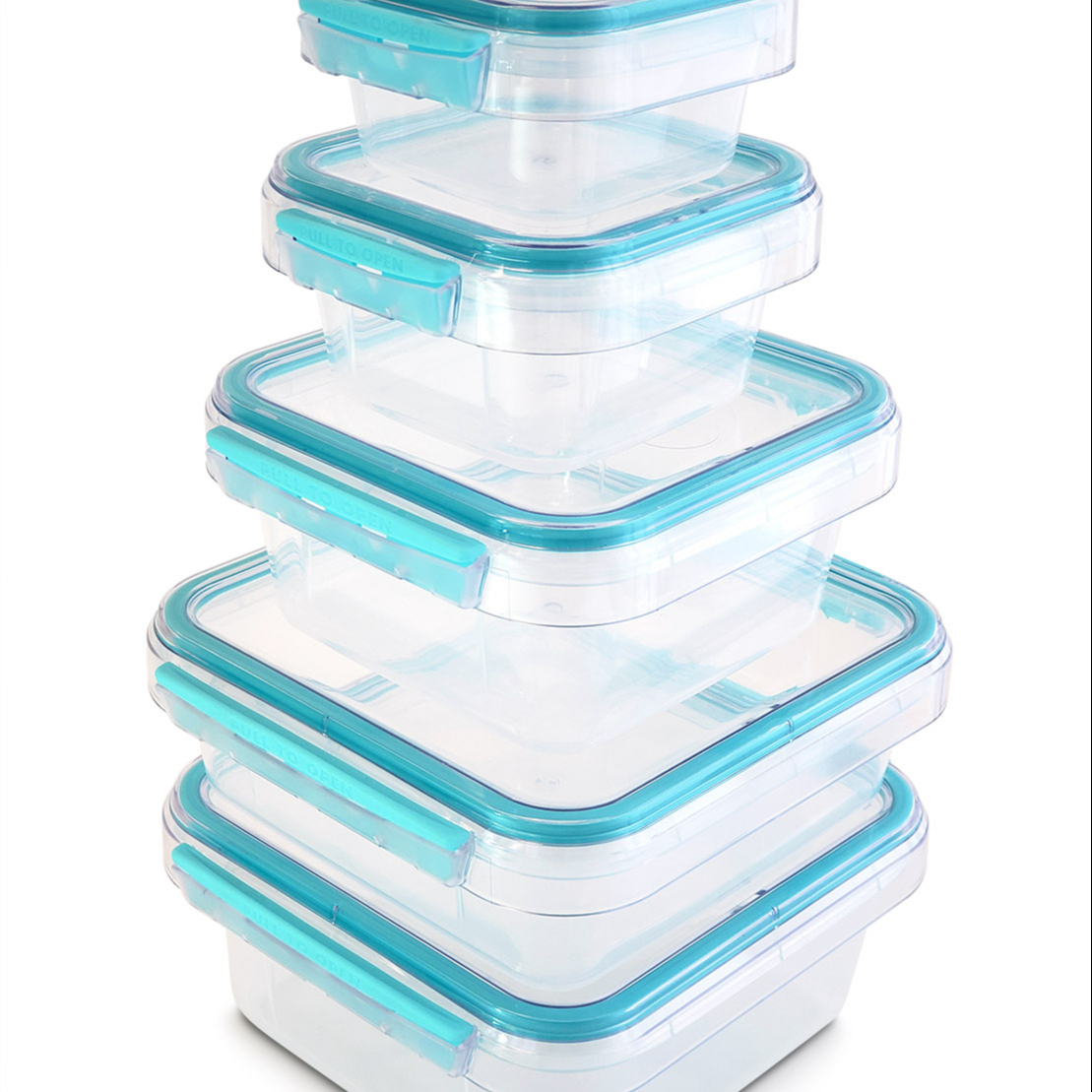 [Combo Set] Flash Lock PP Food Storage Container with San Lid Square 5pcs Combo set (250ml, 405ml, 900ml, 130ml, 1650ml)