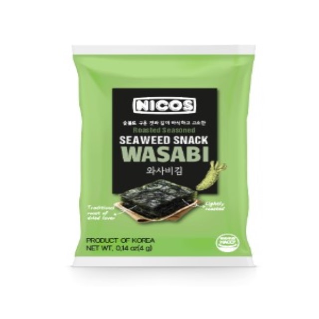 Korean Best selling Roasted Seasoned Seaweed Wasabi Snack Made in Korea