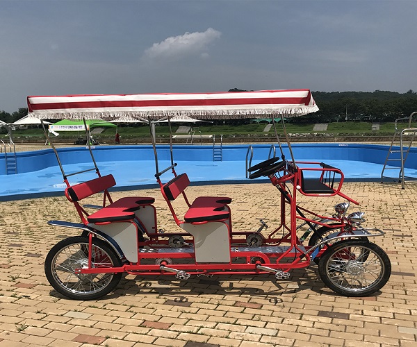 new leisure Pedal 4 Wheel Tandem Bicycle Four Seats Quadricycle fastest delivery