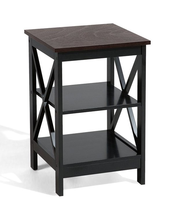 Square Indian Wooden Side Table / End Table Mango Wood Top Use Living And Bed Room