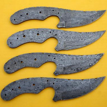 Lot of 4 Damascus Knife Custom handmade Skinner Blank Blades