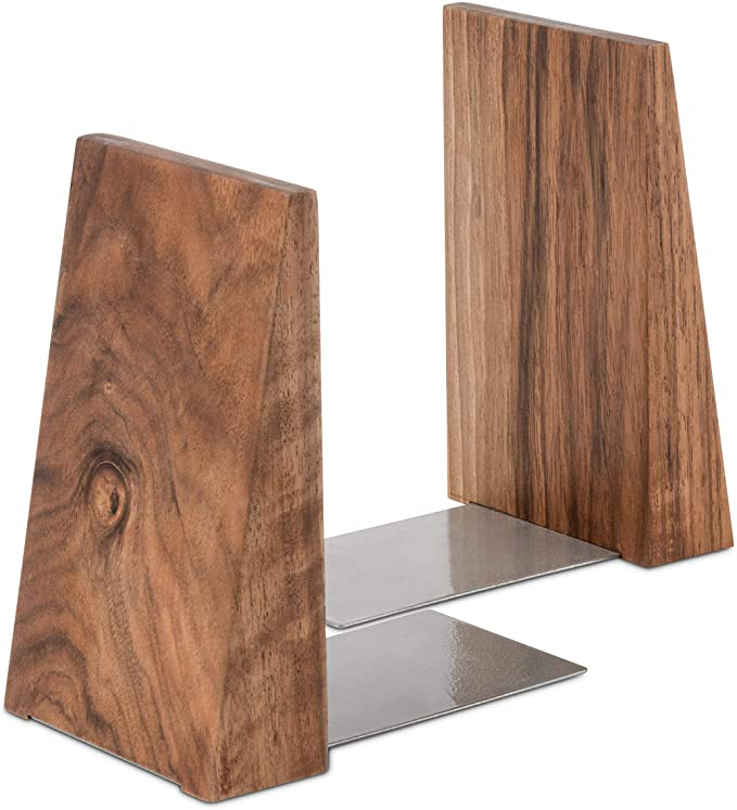 SINORHEMA Handmade Wooden Book Ends Decorative Bookends for Shelves Sturdy Book Holders for Heavy Books Desktop Organizer