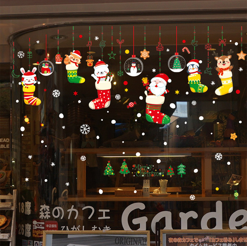 Spot wholesale new Christmas decorations snowflake electrostatic wall stickers window glass sticker paper cross-border new year