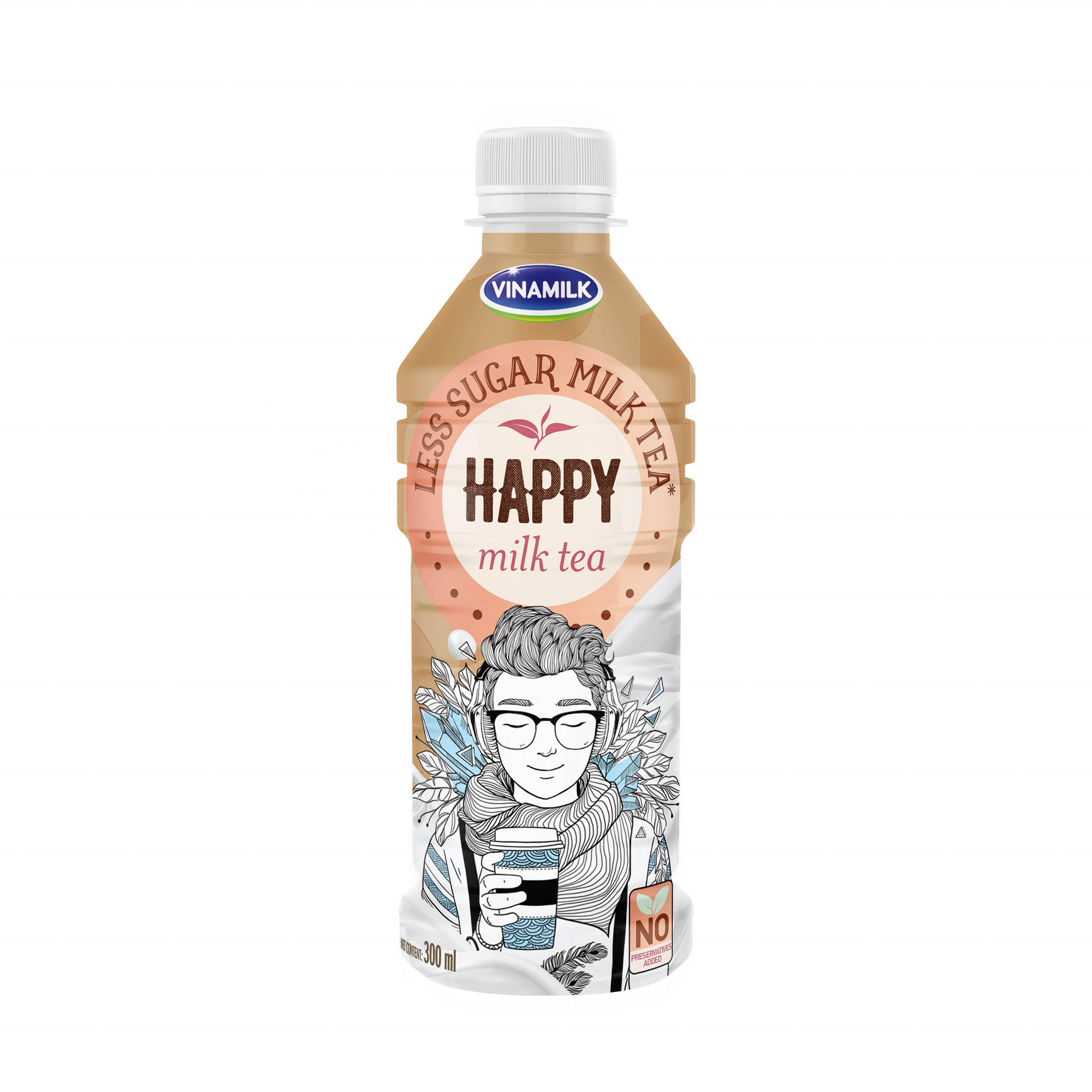 Натуральный молочный чай без сахара-VINAMILK Happy brand-бутылка для домашних животных объемом 300 мл-Вьетнам