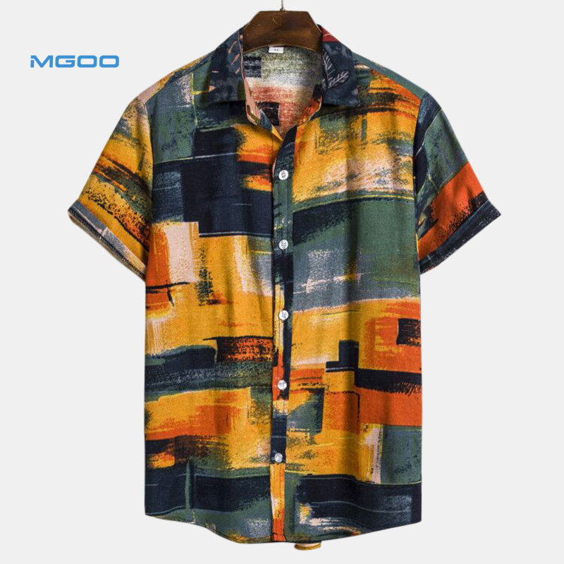 Printing Summer Short Sleeve Loose Fashion Casual Hawaii Style Slim Man Shirt