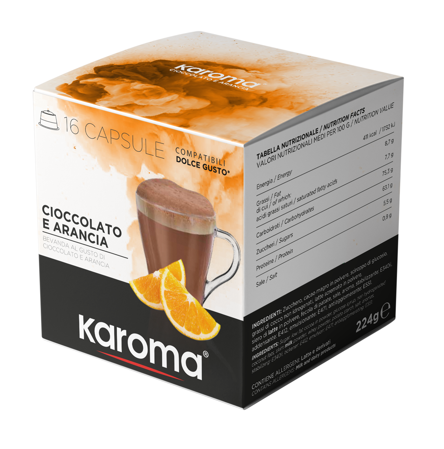 Karoma DOLCE GUSTO капсулы шоколада и апельсин мгновенный напиток x16 шт чехол