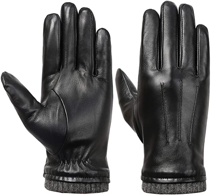 BSCI Manufacturer Custom Winter Warm Men Classic Touch Screen Genuine Leather Gloves