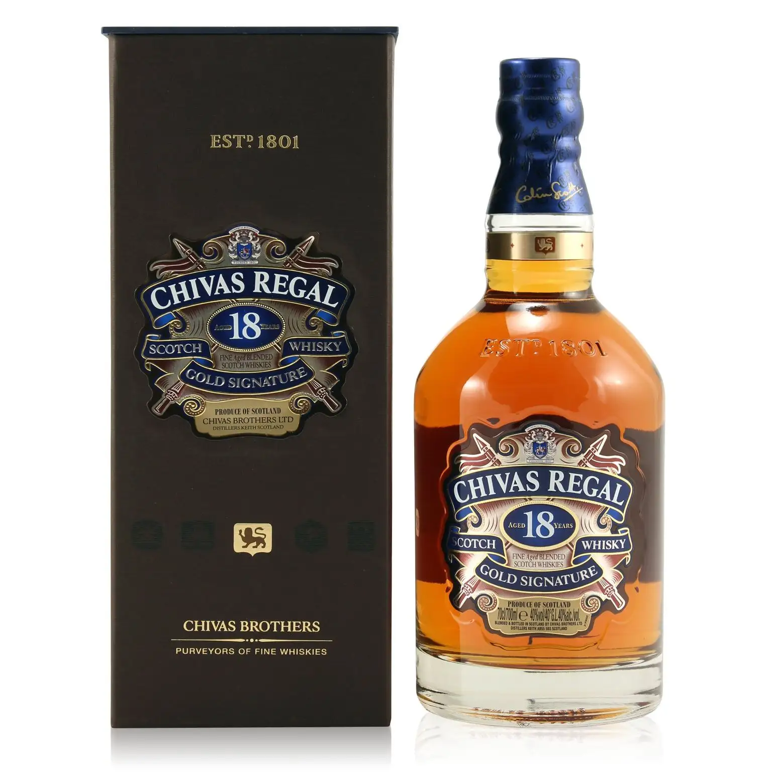 Свежий запас ВИСКИ CHIVAS REGAL с 40% содержанием алкоголя в бутылке