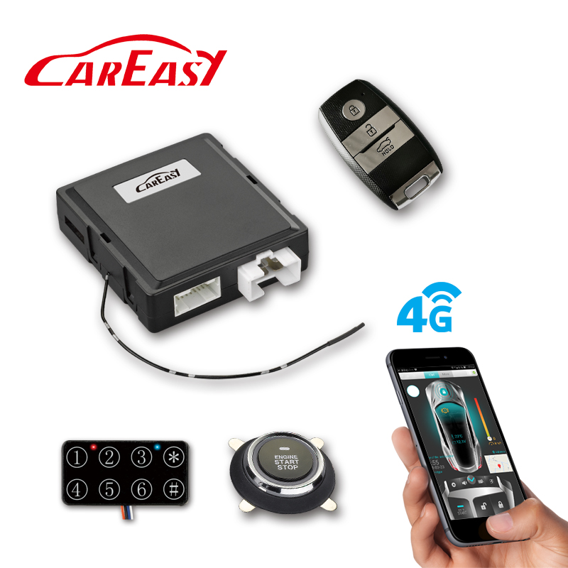Высококачественная система дистанционного запуска без ключа PKE, 4G GPS/GSM, приложение для смартфона, автомобильная система сигнализации и отслеживания