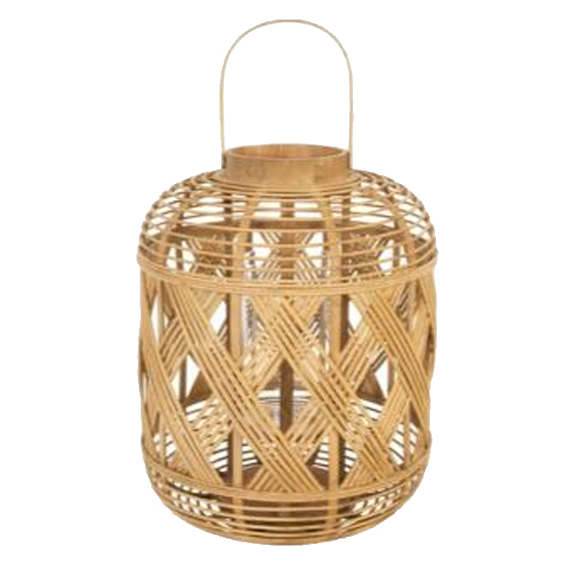 High Quality Handcraft Simple Unique Home Hotel Decorated Rattan Candle Holder Rattan Lantern With Hanging Handle