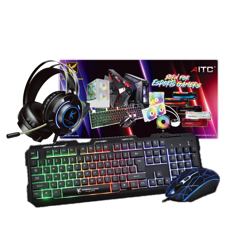 RGB подсветка 4 в 1 клавиатура мышь гарнитура коврик для мыши игровой комплект