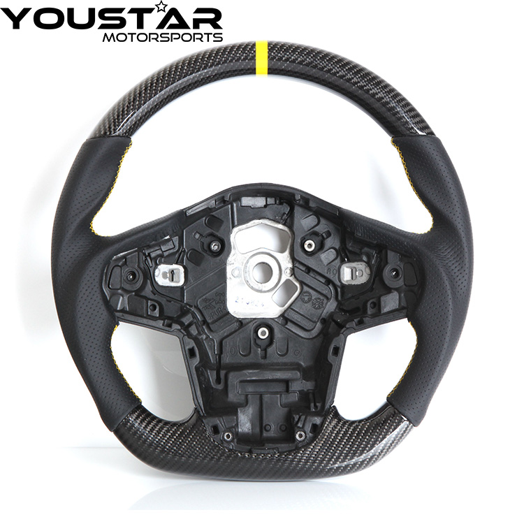 D-type Genuine Carbon Steering Wheel Italian Nappa Perforated Leather YellowW sitching WYellow Sripe for TOYOTA GR SUPRA A90