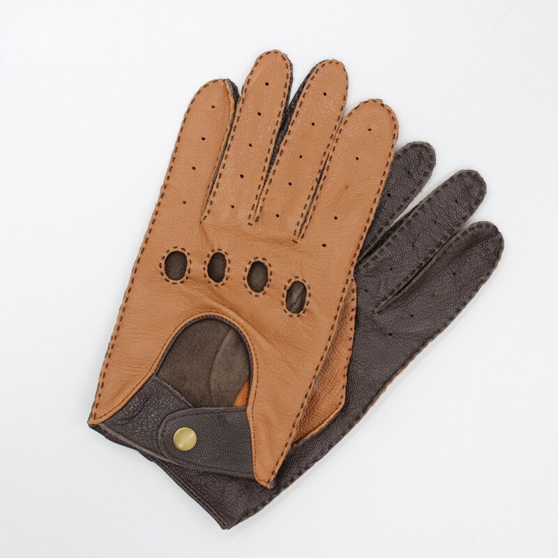 Latest 2021 Goatskin Gloves Male Driver Style Classic Light Brown Dark Brown Motorcycle Bicycle Man's Gloves