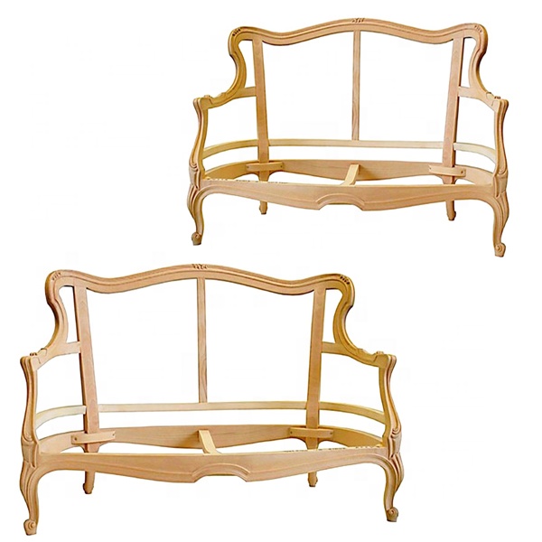 Wooden Carved Chair Sofa Mahogany unfinished furniture wooden frame Sofa Living room sofa frame no paint no fabrics 3