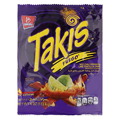 Перец чили и лайм Takis Fuego, чипсы Tortilla 4 унции (40 мешков)