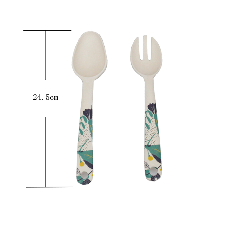 Eco-friendly colored bamboo fiber salad spoon and fork
