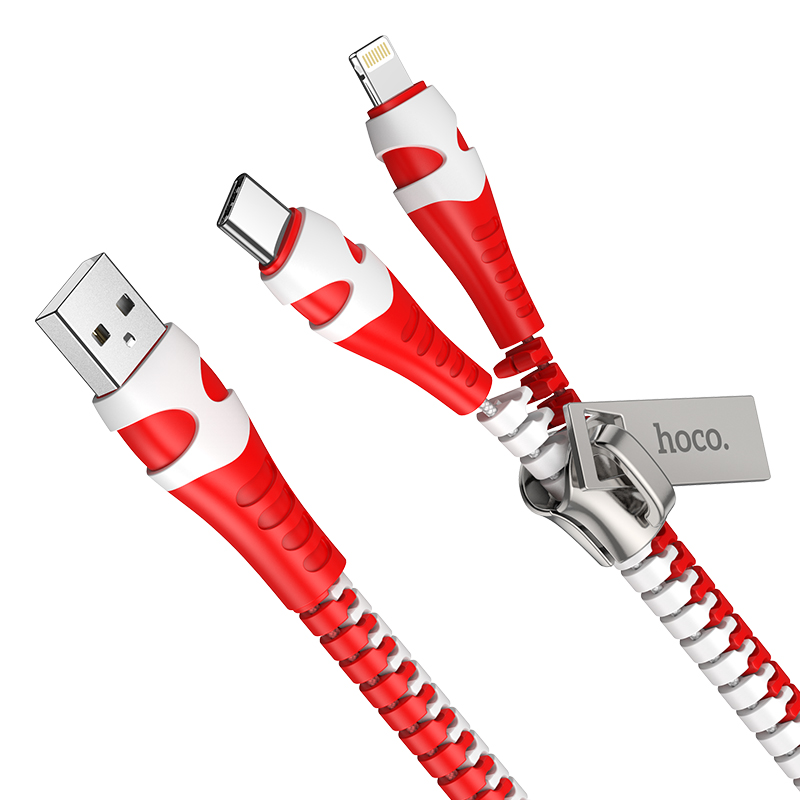 U97 2-in-1 Zipper charging cable with type-c and lighting