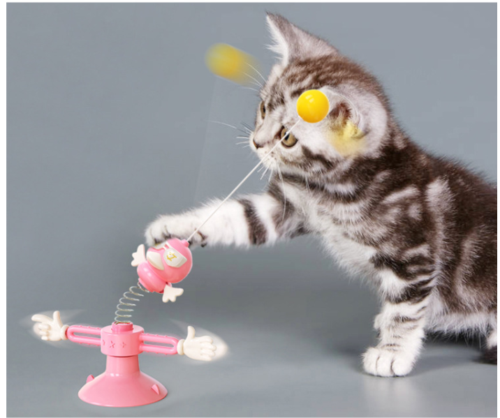 Turntable Windmill Tumbler Feather Bucket Cat Stick Rubber Material Toys For Cat