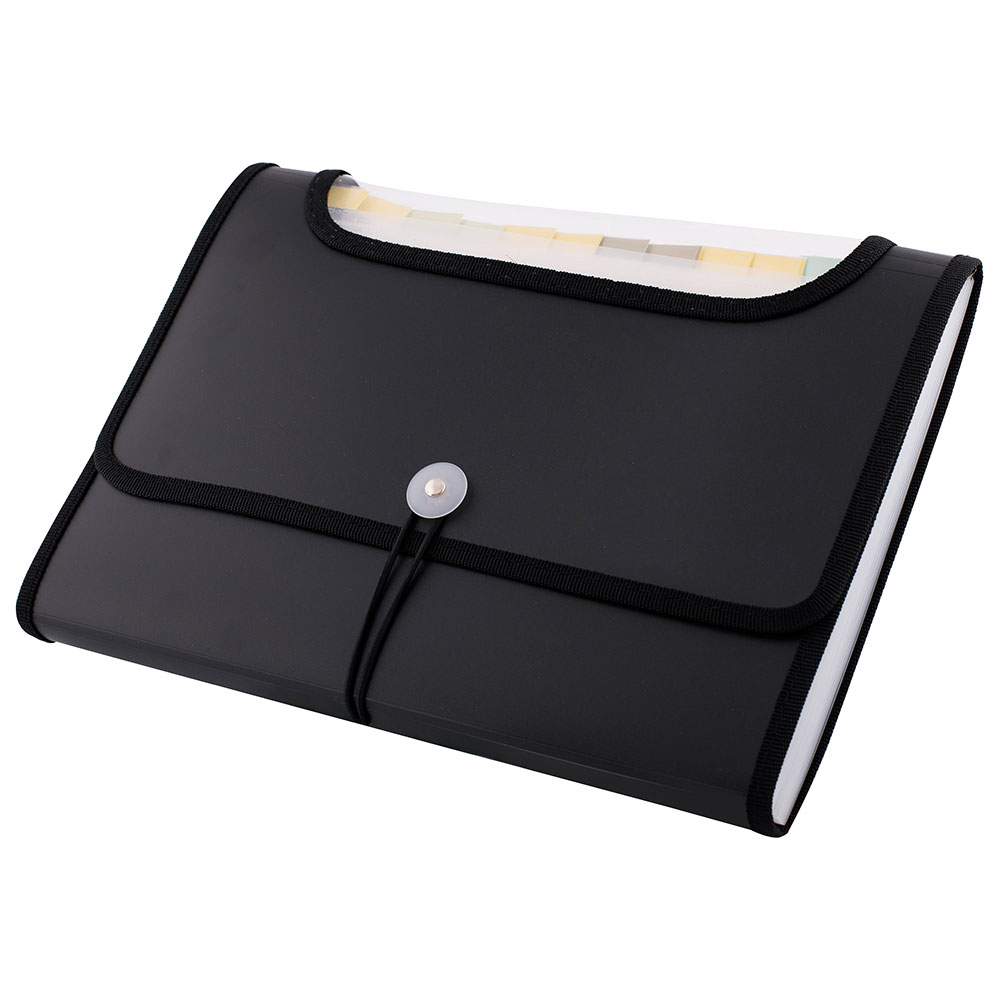 Расширяющаяся папка для файлов D.RECT 5590 A4 BLACK 12-P, расширяющаяся Папка-органайзер для файлов, размер букв-черная
