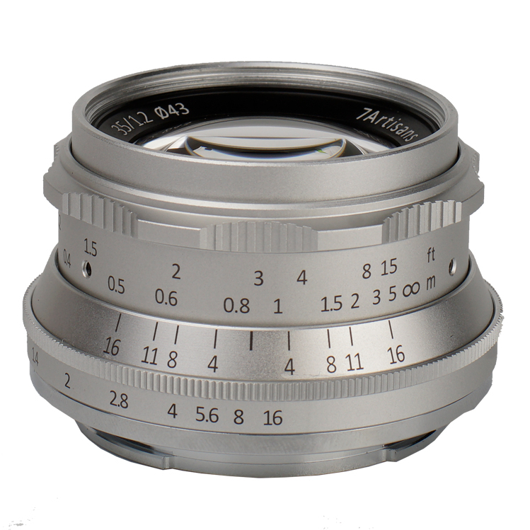 7artisans 35 мм F1.2 объектив с фиксированным фокусным расстоянием APS-C серебро FX Mount для ЖК-дисплея с подсветкой Fujifilm