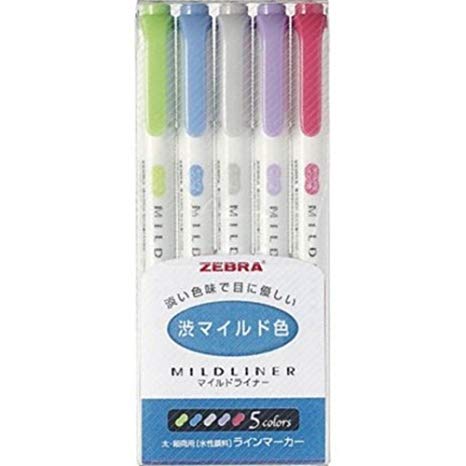 Zebra MILDLINER Highlighter WKT7-5C-NC 5 цветов в комплекте, сделано в Японии