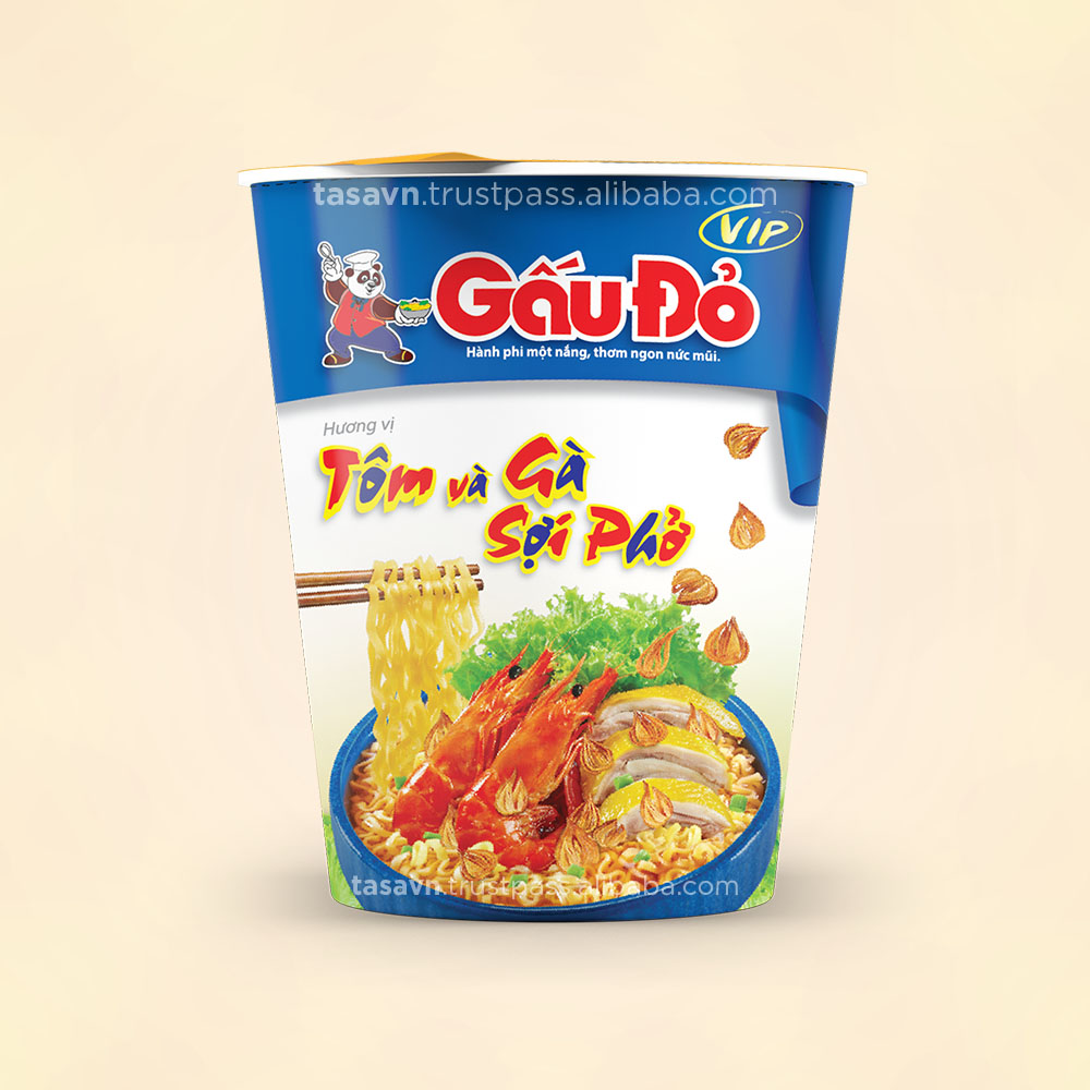 Оригинальная чашка лапши быстрого приготовления с креветками и курицей Gaudo VIP