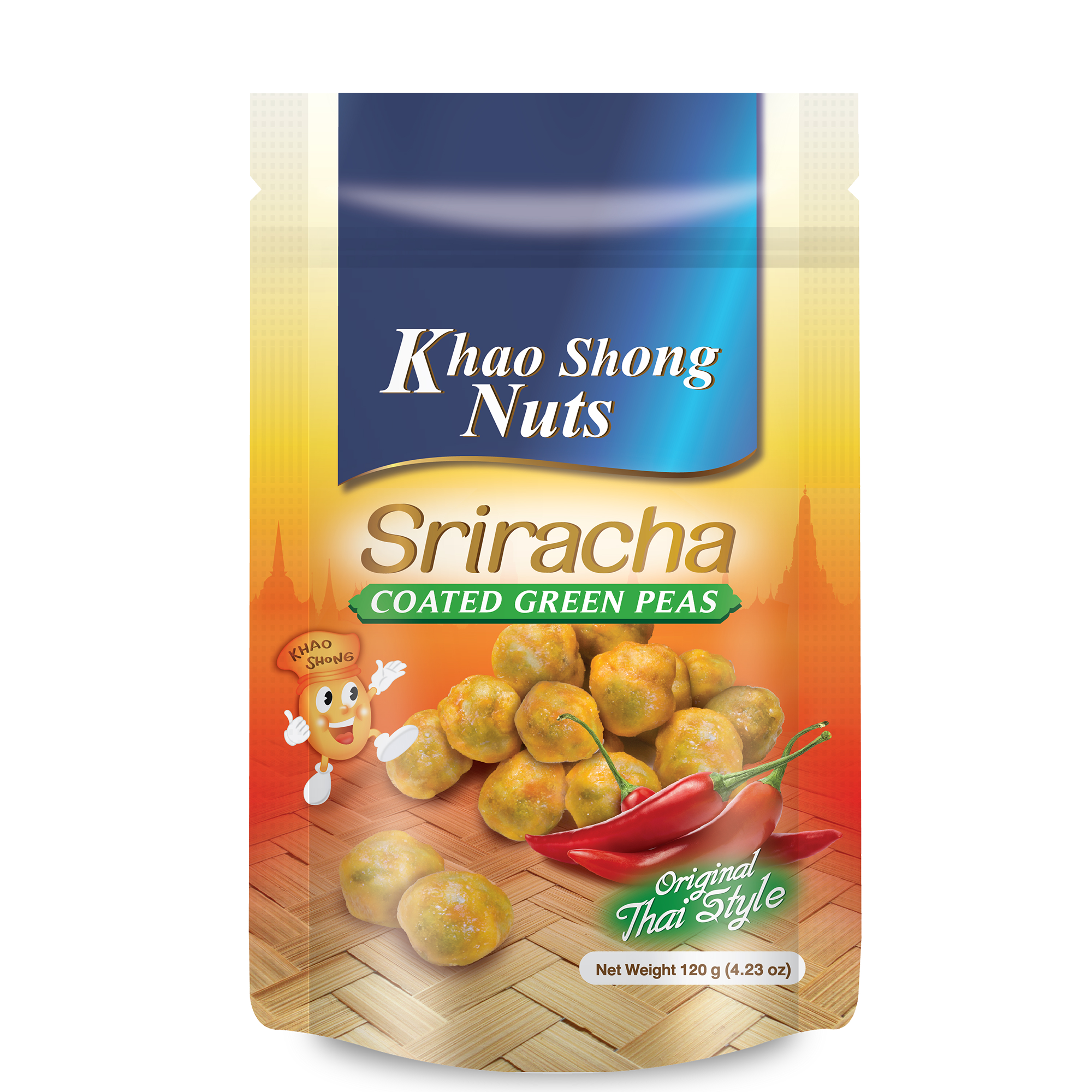 Top Grade Thai Snack Exotic Taste - Sriracha Flavored Coated Green Peas 120g (Pouch)