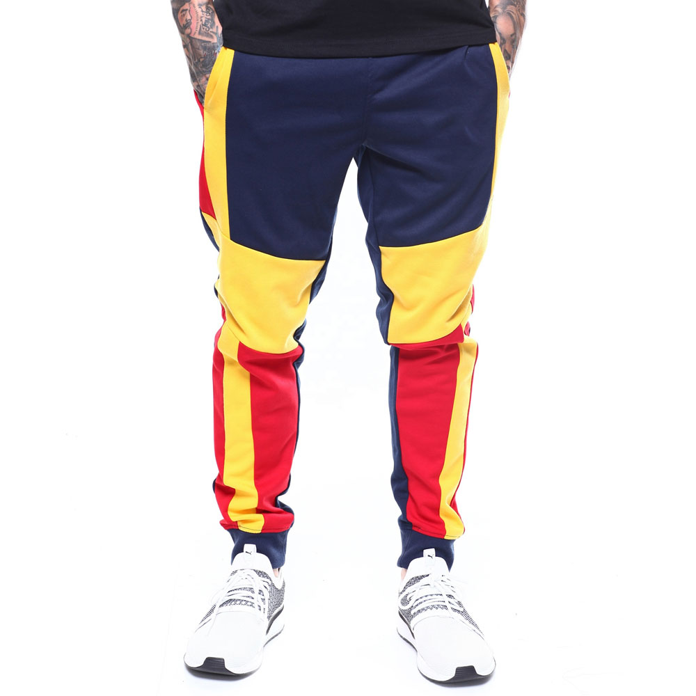 New fashion europe men solid color pocket street pants outdoor sports fitness casual sidestripe trousers long pencil slim pants