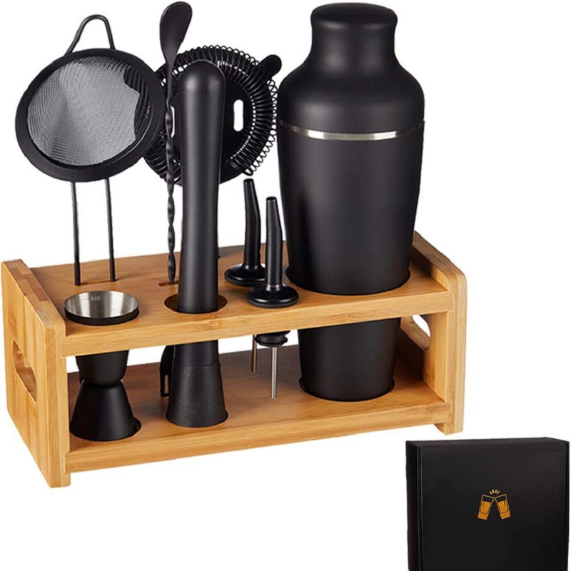 Latest Cocktail Shaker Set Tools Home Professional Matte Black Travel Bartender Kit