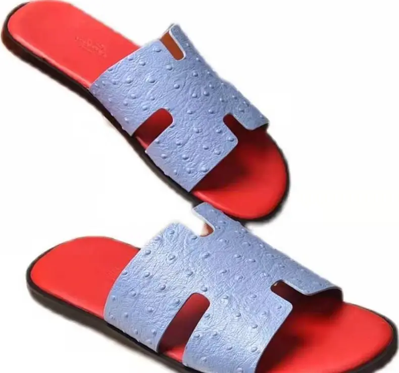 hot selling leather summer sandals for men H upper men slide slippers