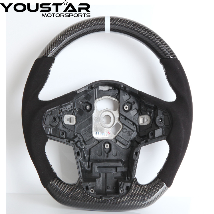 D-type Genuine Carbon Steering Wheel Spanish Suede White stitching White Stripe for TOYOTA GR SUPRA A90 A91 SZ SZ-R RZ 2019+