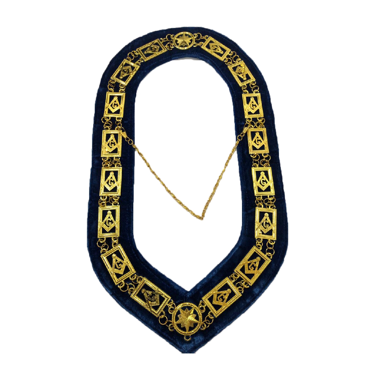 Masonic Blue Lodge Gold Master Mason Chain Collar | New Style Blue Lodge Masonic Gold Chain Collar
