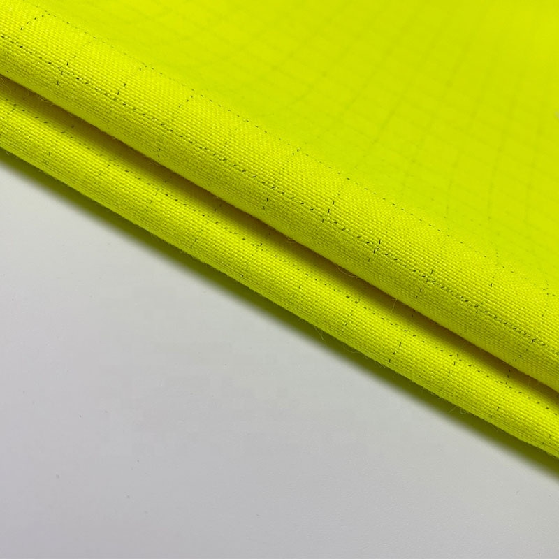 EN20471 Hi-vis Yellow Modacrylic Cotton Antistatic Fabric 250gsm for arc flash protective work wear