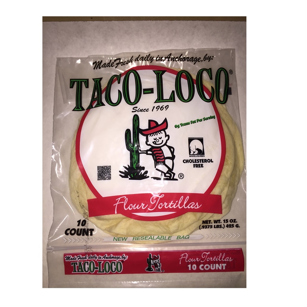 Taco Loco Products Tortillas, средний, 8 дюймов, мука, номер модели 7820311122