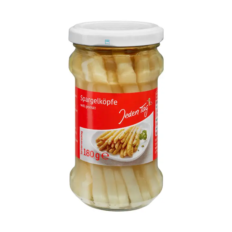 Made in Germany Preserved White Asparagus Heads 212ml for Wholesale Purchase